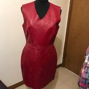 Vintage Leather Dress Newport News 12 burgundy